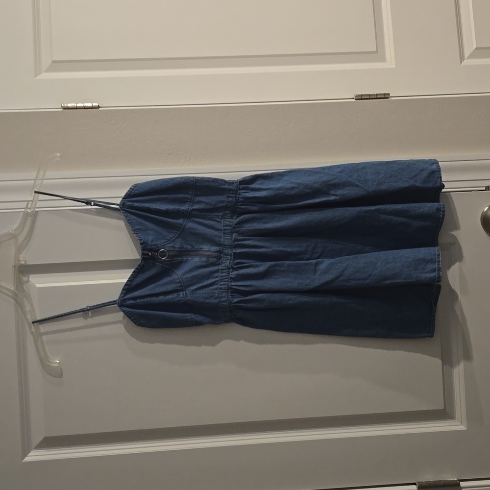 Blue Denim Spaghetti Strap Dress